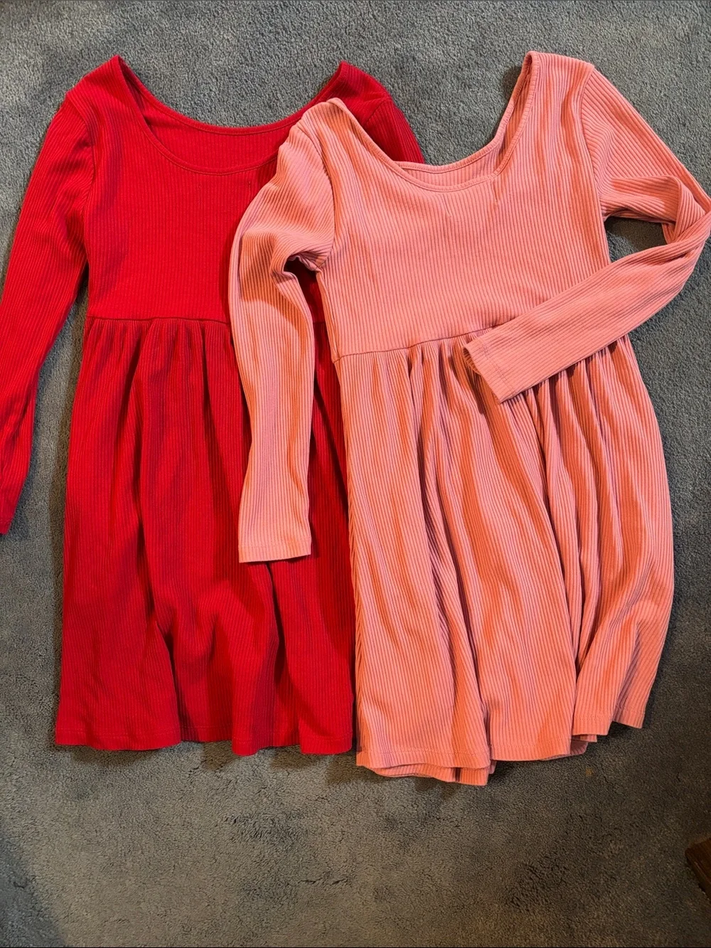 NWOT Old Navy Pink and Red Ribbed Long Sleeve Swing Dresses